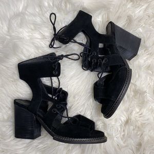 FREE PEOPLE LACE UP CHUNKY HEELS